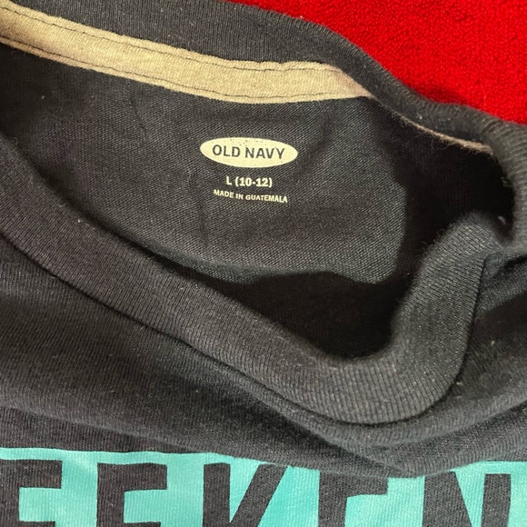 Old Navy Boy's Short Sleeve "Weekend Warrior" Navy Blue Pullover T-Shirt Sz: L - Picture 3 of 5